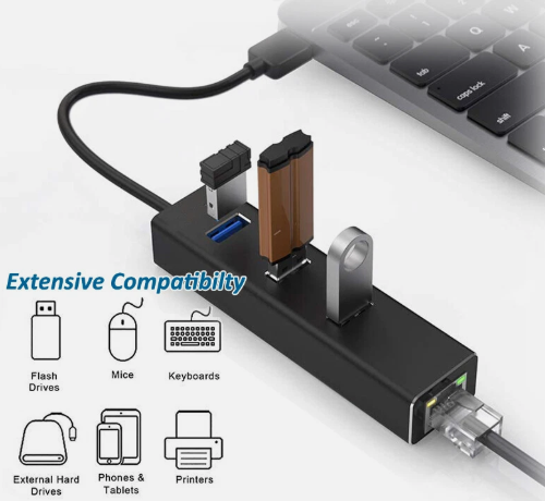 USB 3.0 Hub With Gigabit Ethernet Port Adapter